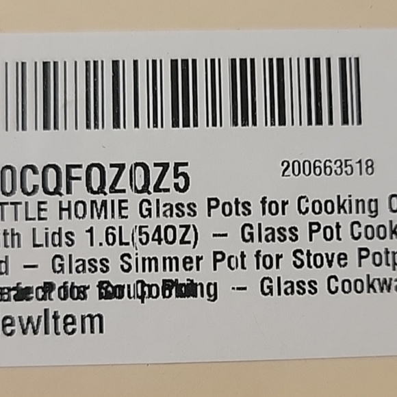LITTLE HOMIE Glass Pots for Cooking on Stove with Lids 1.6L (54oz) - GlassPot Co - Picture 8 of 12